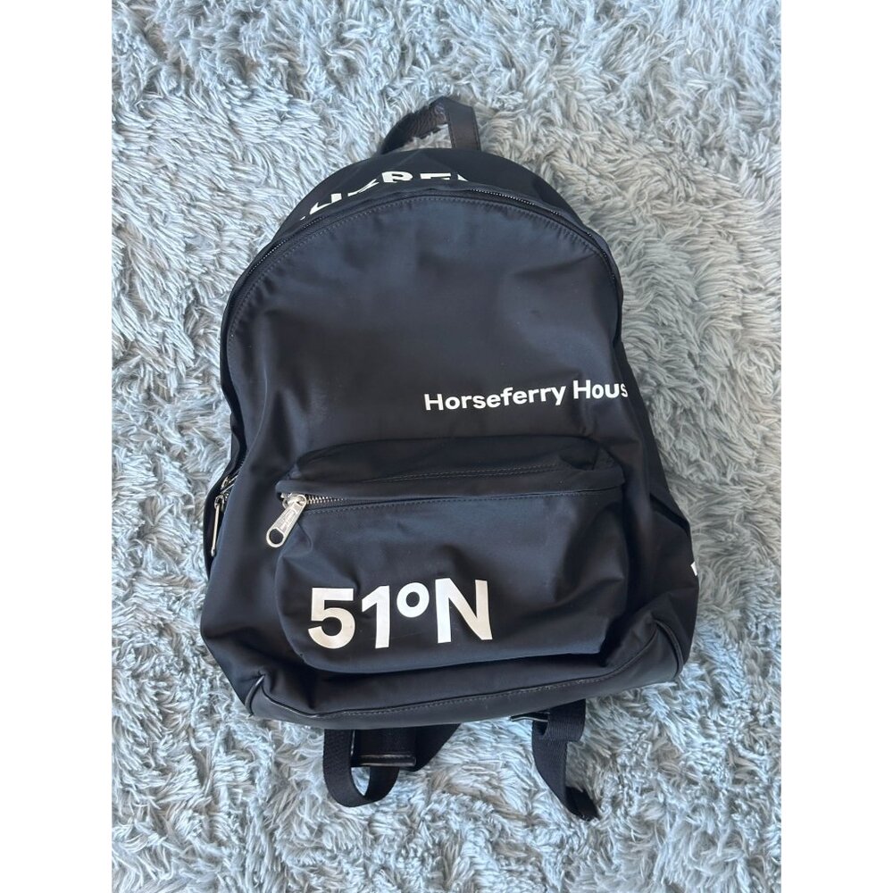 Burberry Horseferry Print Nylon Backpack With Leather Accents